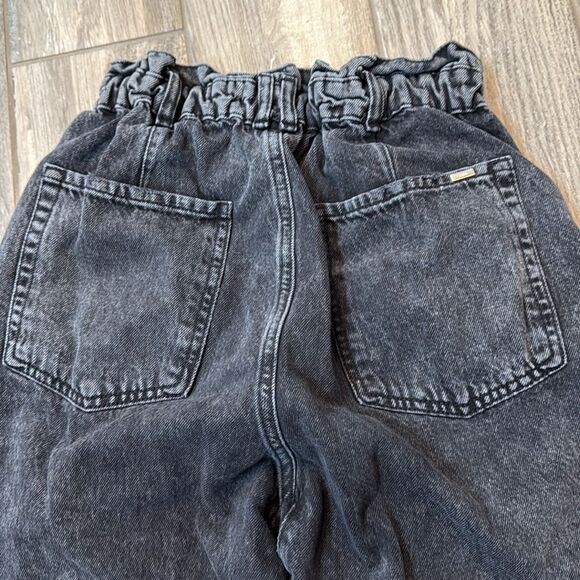 Zara Baggy Paperbag Jeans - Womens Size 4 - Crop High‎ Waisted Black Wash - Picture 9 of 13